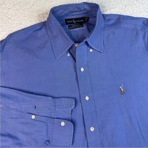 Vintage 90s Ralph Lauren Yarmouth Pinpoint Cotton Oxford Shirt Mens 16 - 35 Blue